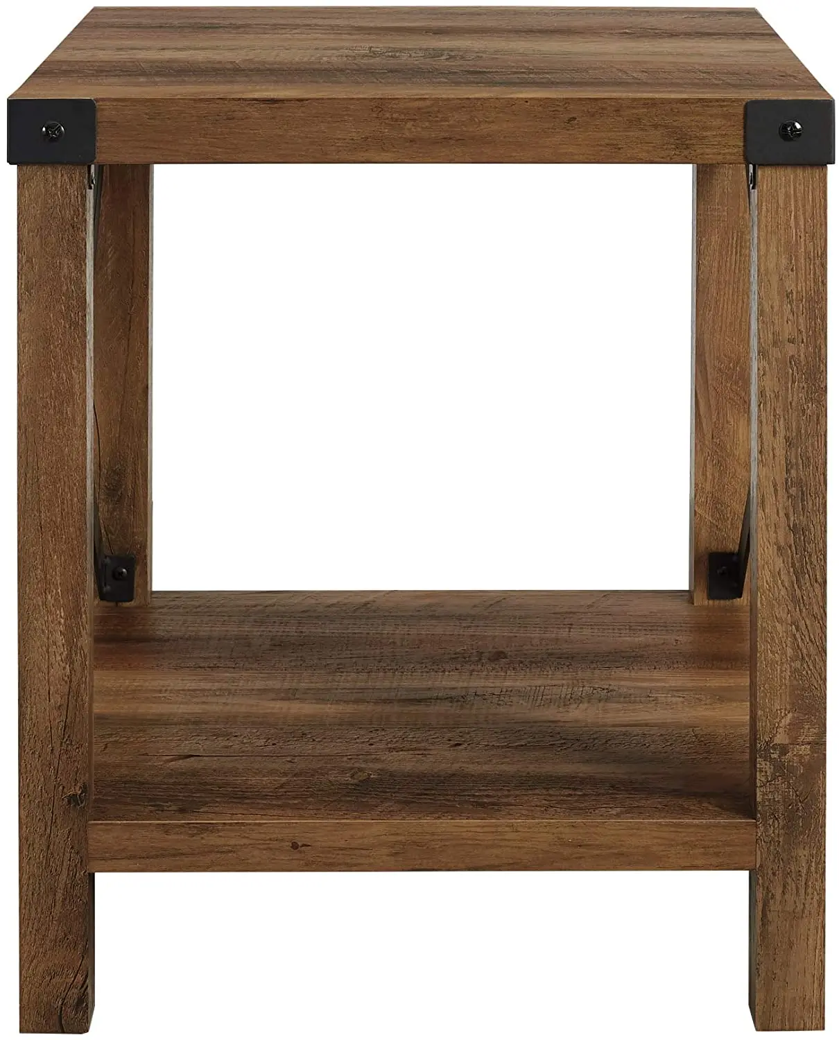 Vonssen Rustic Oak Modern Farmhouse Metal X Side Table