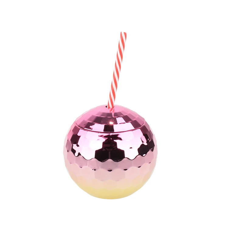 Yekea Creative 1200 Ml Single Wall Plastic Disco Ball Cup With Straw