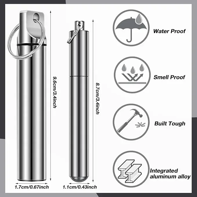 Toothpick Holder Pocket Airtight Metal Storage Tube For Travel Waterproof Pocket Purse Container Holder With Keychain For Picnic