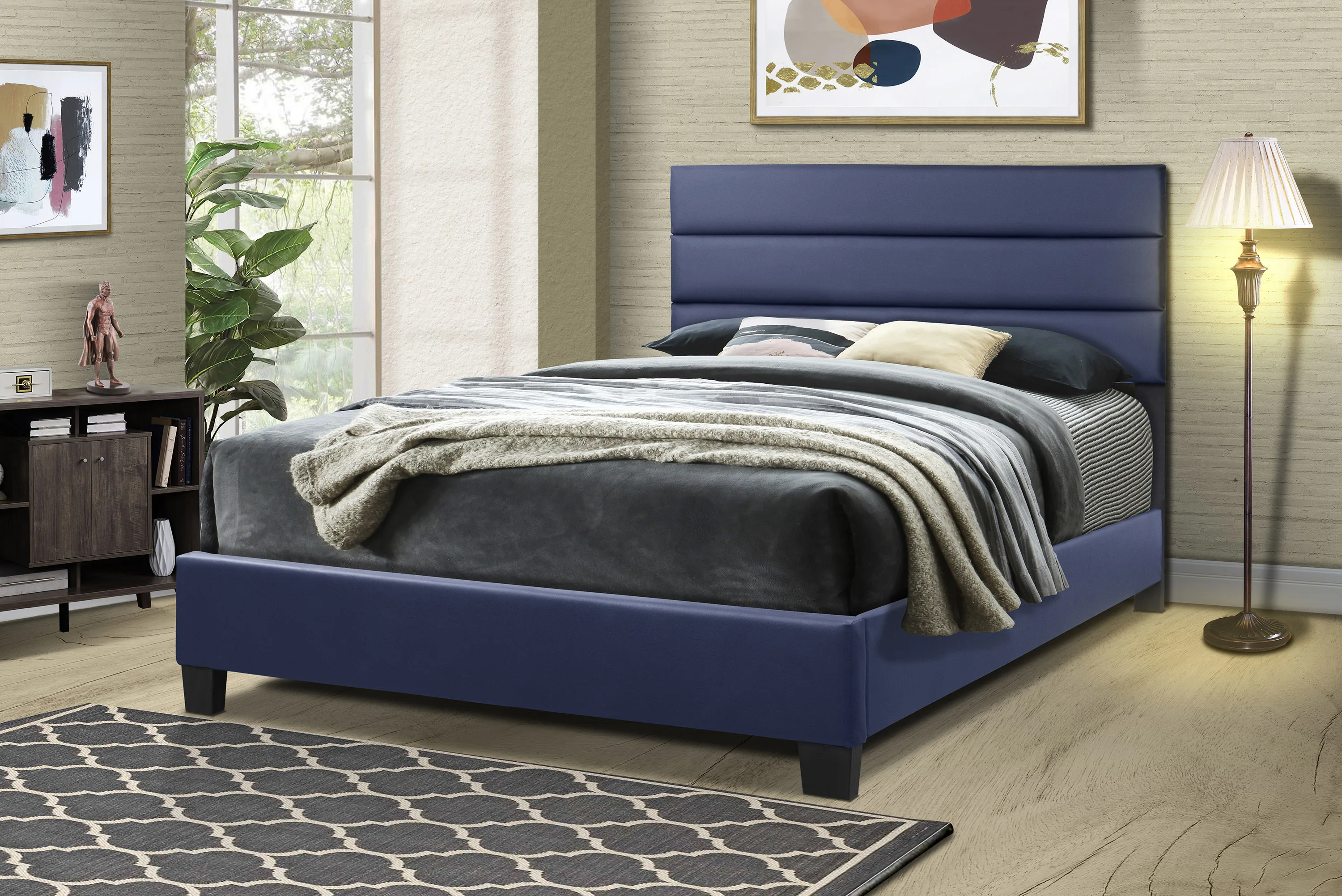 Malaysia Affordable Medium Range Direct From Factory Wholesale Napoli Upholstered Bed PU Material Simple Black Twin Size Bed