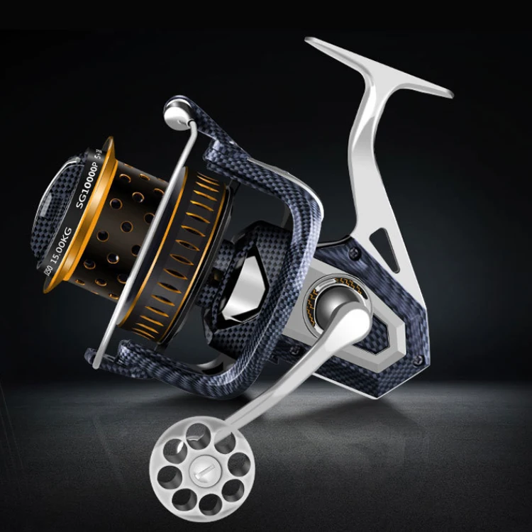 WEIHE New Sea Boat Fishing Spinning Reel 8000 - 12000 Coil Drag Max 15kg Saltwater Long Shot Reels Metal Fixed Spool Coils
