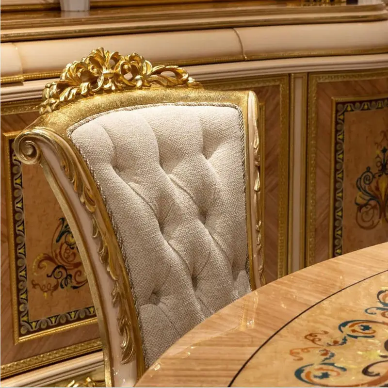 High Quality Factory Sell Dining Room Furniture European Classic Wooden Carving Round Furniture Dining Table