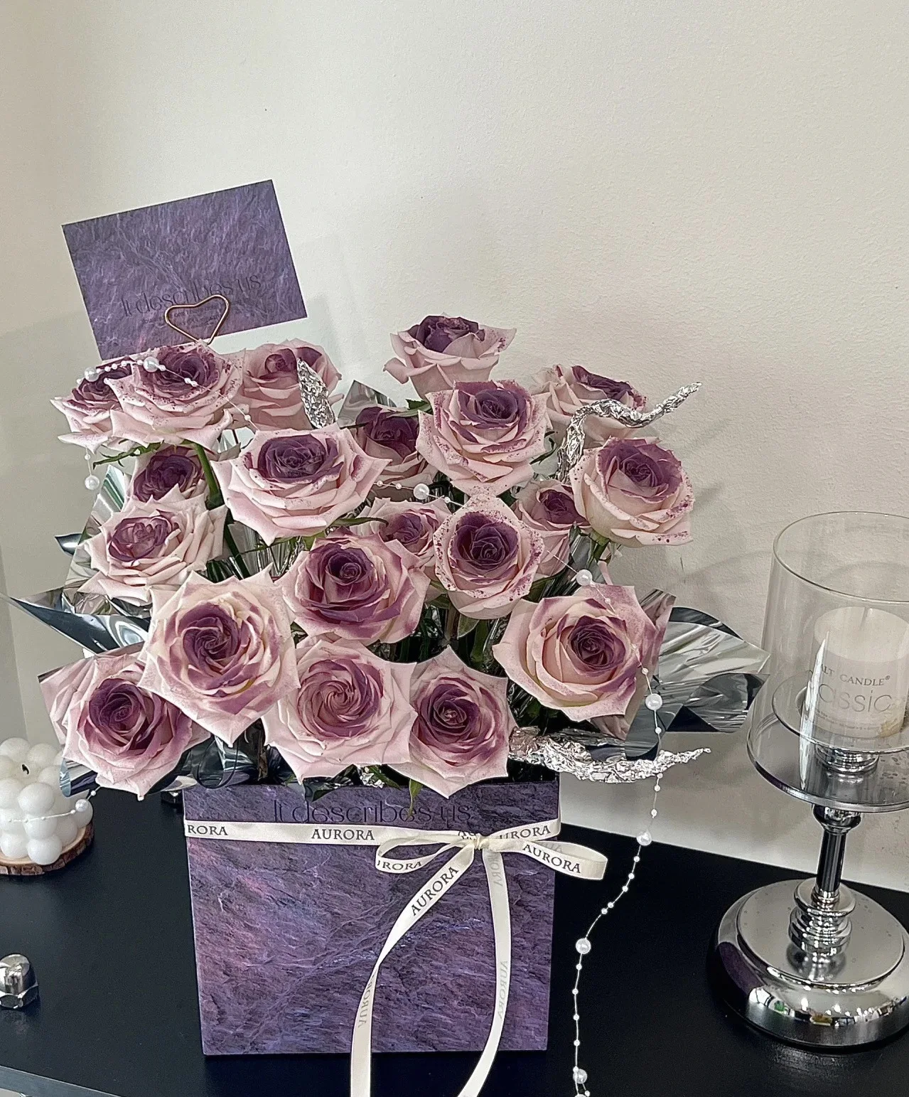 Luxurious marble box for flower bouquet plum jam rose flower arrangement square round flower gift box set