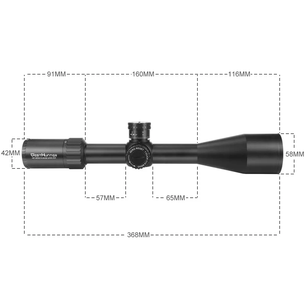 WestHunter HD GEN2 6-24x50 SFIR FFP Hunting Scope Illumination Reticle Optical Sights ZERO STOP Function