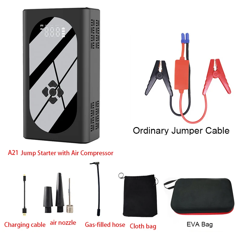 4 in 1 Portable  Car Jump Starter with air Compressor Jump Starter Booster Pack 12V Jump Box with Air Pump