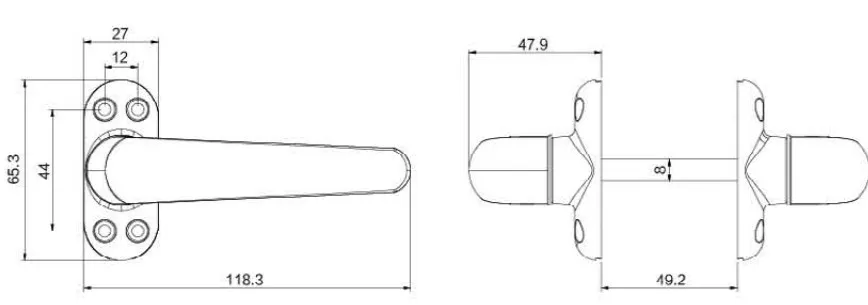 KNG ПВХ используется оптом дверная фурнитура алюминиевая квадратная рукоятка вала