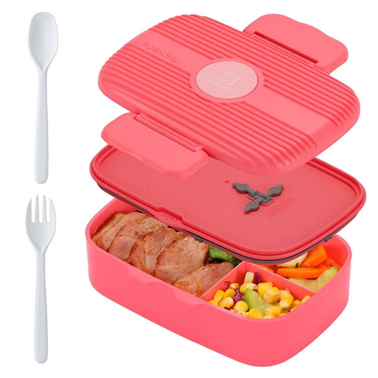 New Design American Airtight 1L Tableware Kids Bento Lunch Box & Snack Container 860ml 3 Compartment Safe & Silicone Material