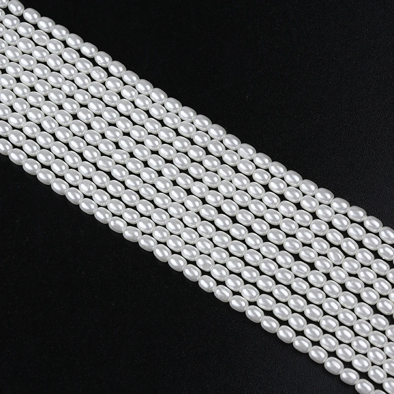Wholesale 4*5mm Shell Of Rice Pearl Natural White Beads