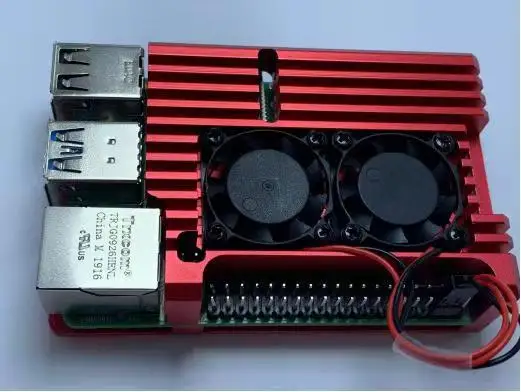 
Raspberry Pi 4 Armor Case with Dual Fan Armor Aluminum Alloy Passive Cooling Case Compatible-RED 