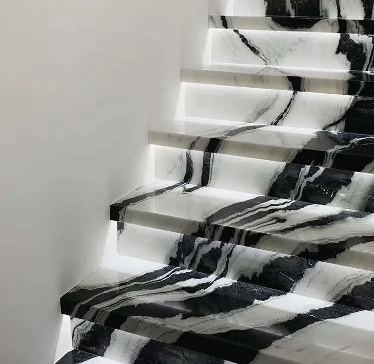 Premium Building Material -Panda White Marble- Unique Marble stairs