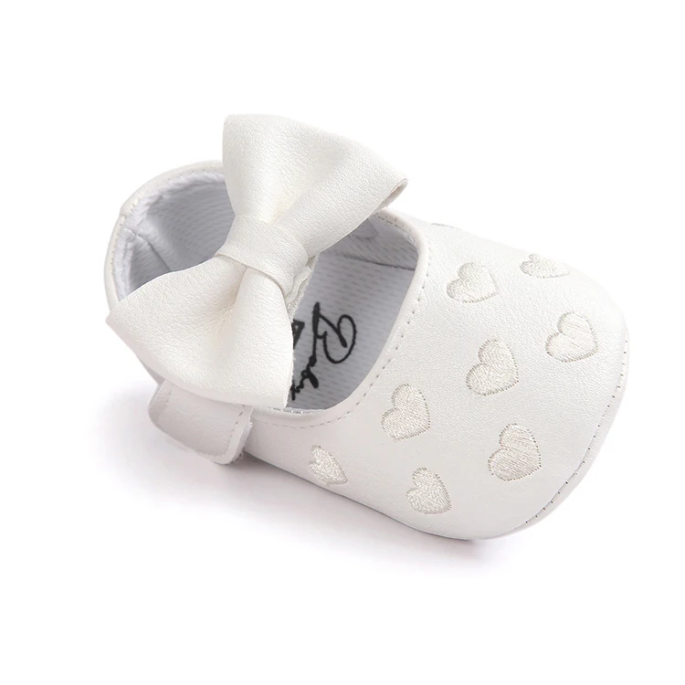 Wholesale Embroidered Baby Dress Shoes Heart Soft bottom anti-slip baby shoes girl Cute bow new born baby shoes