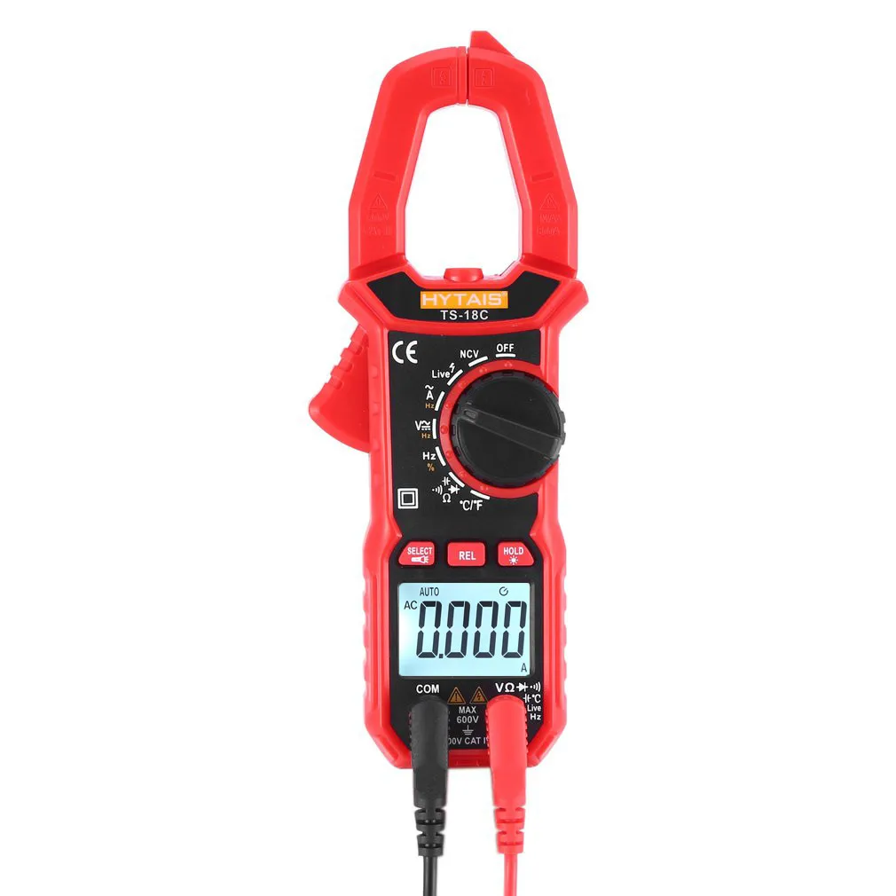 TS18C Digital Clamp Meter Dc Ac Voltage Tongs Resistance Amp Ohm Tester