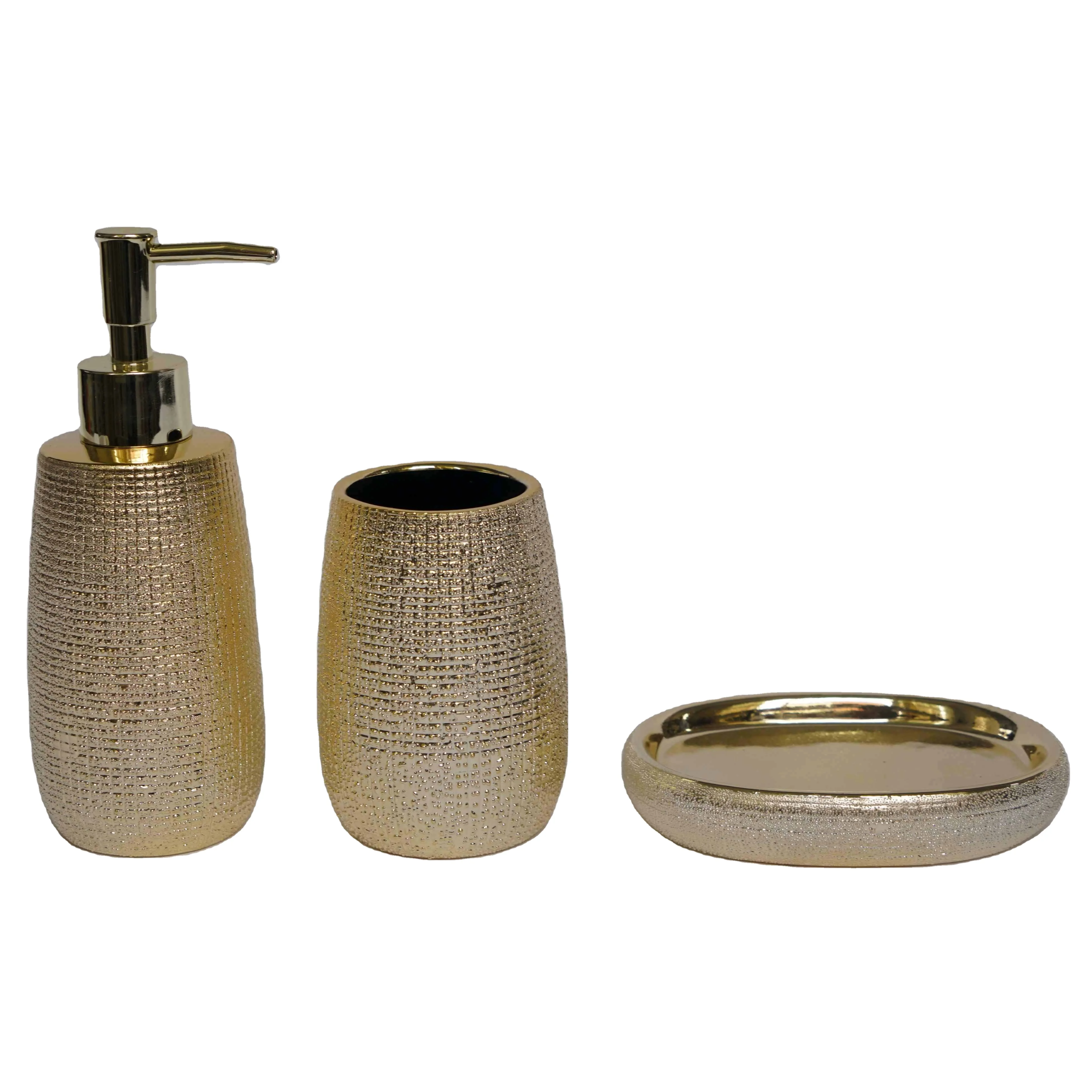 Wholesale customized electroplating toothpaste toothbrush holder, mouthwash cup, liquid soap dish dispenser, ceramic bathroom se