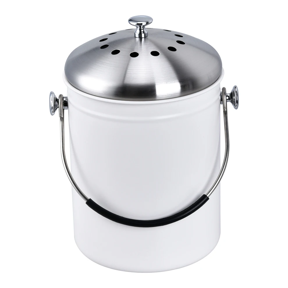 Белый металлический Кухонный Контейнер SUS 201 для отходов пищевых продуктов