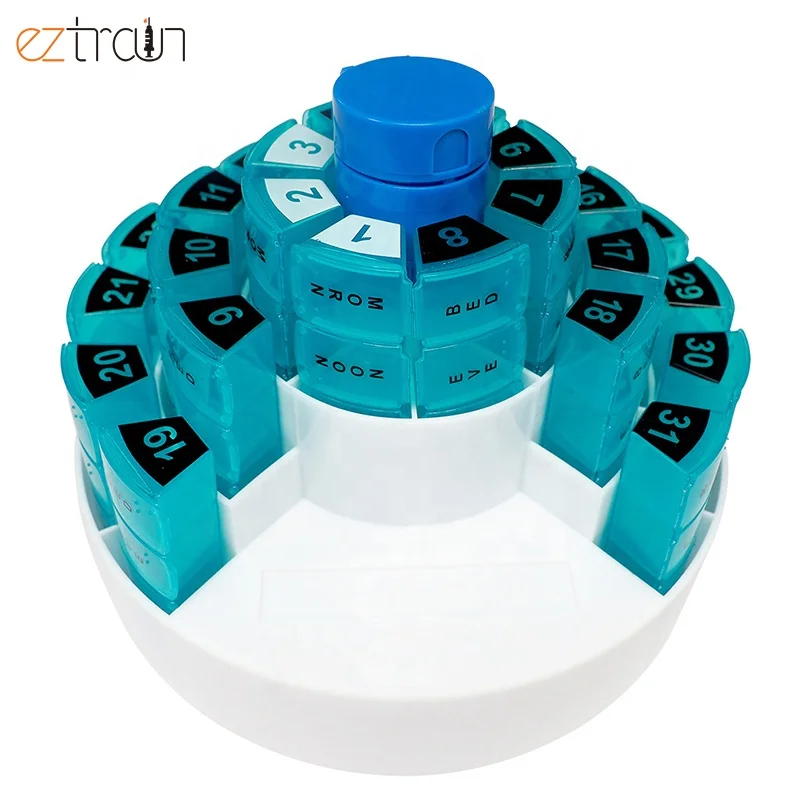 Pill Organizer 31 Days Monthly Plastic Pill Box With Pill Cutter