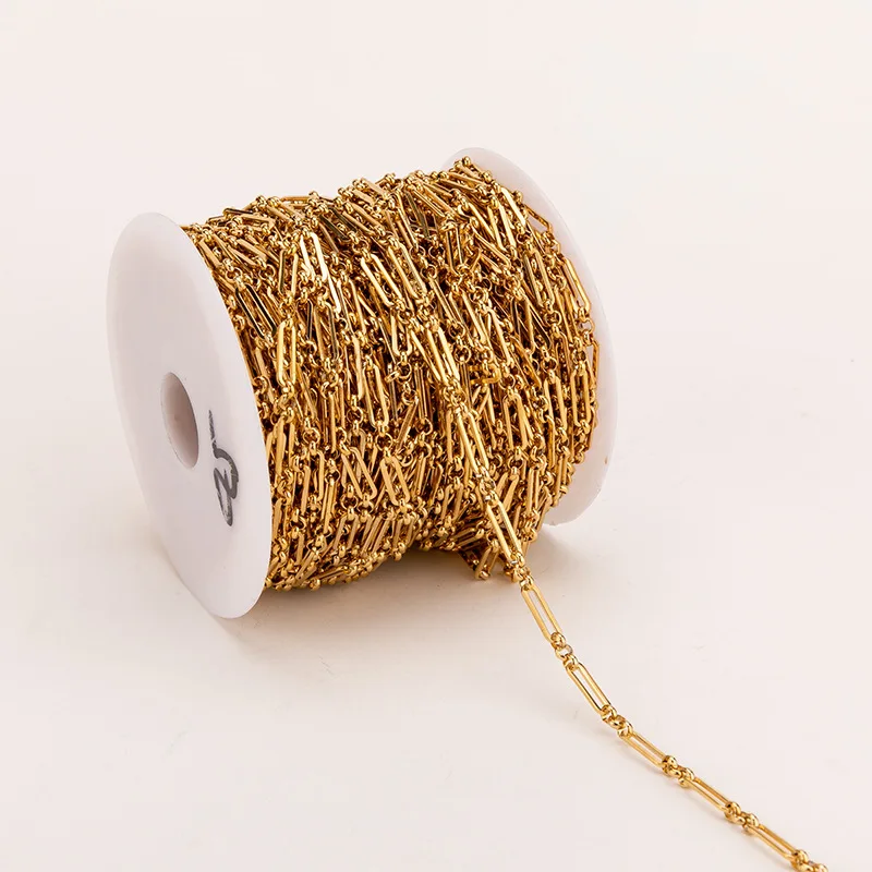 GP Stainless Steel flat Paperclip Flattening Hammer Chain paper clip gold link chain permanent jewelry chains making wholesale