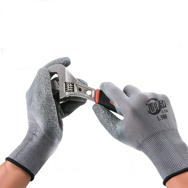 Wrinkled Non-Slip Wear-Resistant Oil-Proof Work Gloves Thickeneded Rubber Labor Protection Breathable Safety Gloves