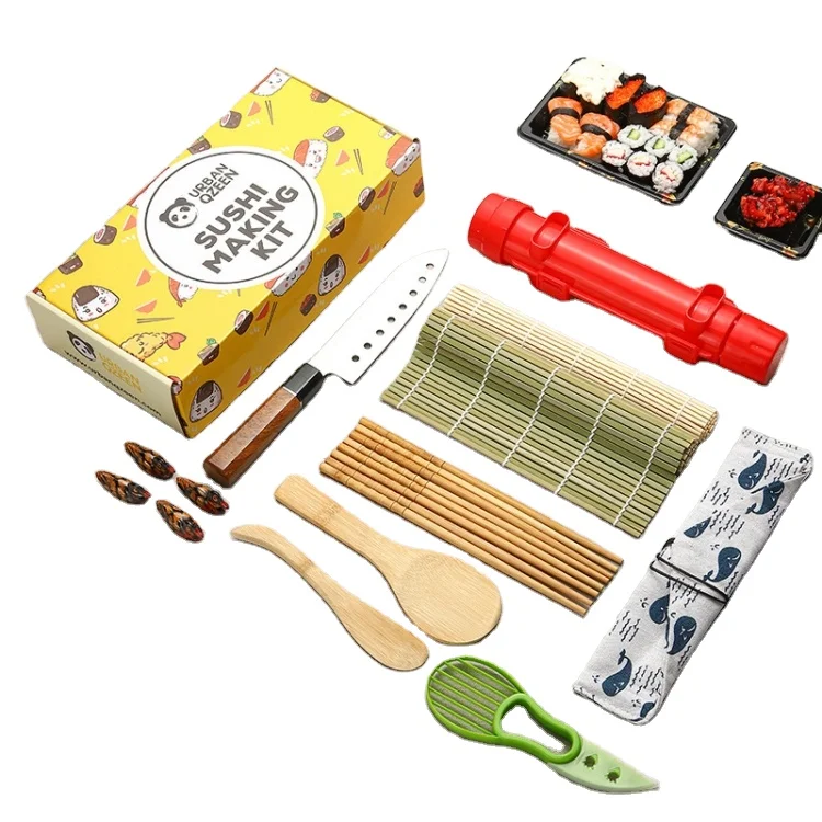 Geling hot sale wholesale kitchen sushi machine custom logo bamboo sushi making kit set