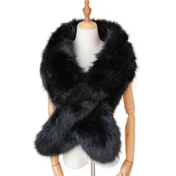 2022 Fashion  Women Imitation  Fox Fur Scarf  Black Winter Warm Shawls  Fur collar Plush Scarf