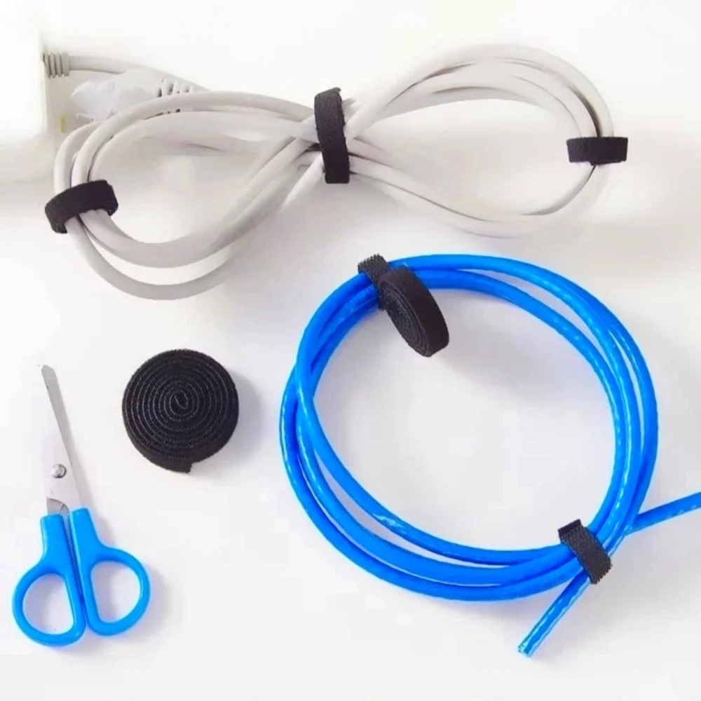 5m Fastening Tape USB Cable Ties Reusable Hook and loop Straps Double Side Hook Roll Wires Cords Manage Organizer Straps
