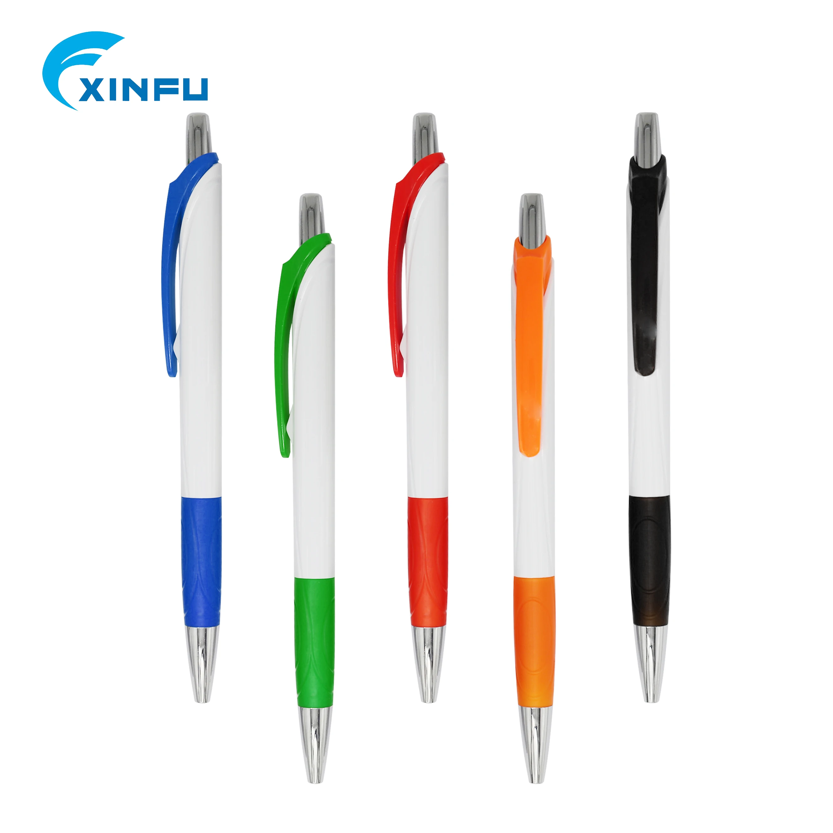 
Cheap multicolor plastic solid white barrel ball pen with customer logo for advertising 