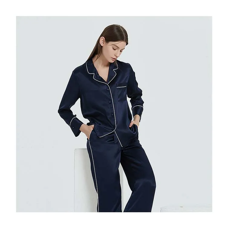 SIKOR в наличии, Заводская атласная пижама на заказ, Китай, 100% чистый шелк, пижамный комплект, зимние женские шелковые пижамы