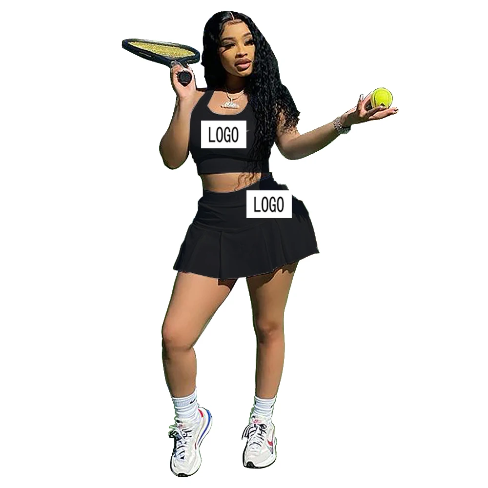 Famous Brand new pleated skirt tennis sports solid color suit  shorts sports leisure suit drawstring plus size