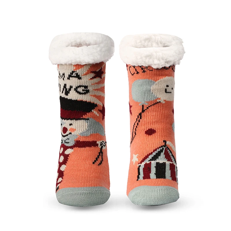 Милые пушистые хлопковые носки с мультяшным рисунком, теплые носки для сна для девочек, теплые зимние домашние носки с флисовой подкладкой