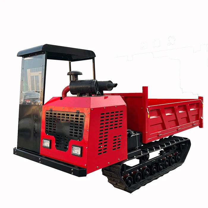 Tracked Dumper with Rubber Tracks and Self-loading System for Agriculture Construction Site