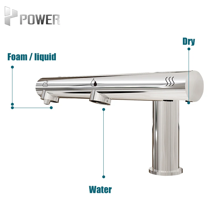 Self-Designed Patent Certification Bathroom Sink 3 In 1 Smart Faucet Hand Dryer With Soap Dispenser