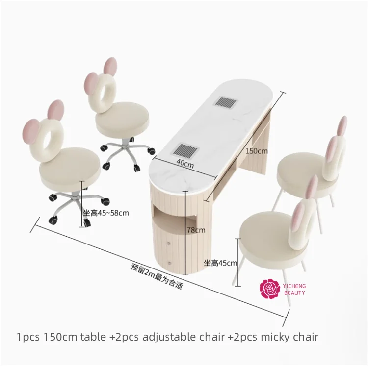 Yicheng beauty hot selling marble manicure table and chair economy style manicure table backrest chair sofa combination for sale