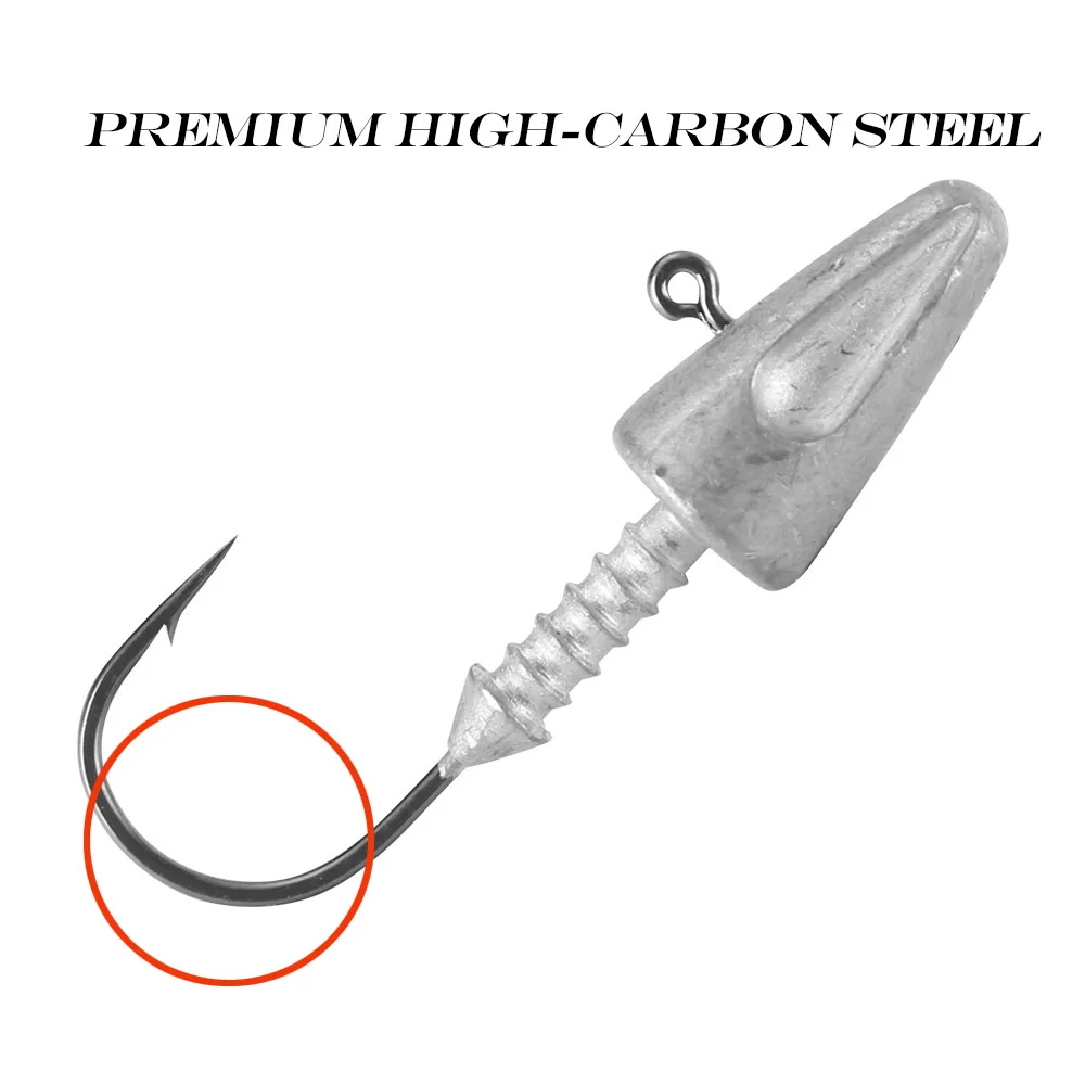 JOHNCOO 50pcs/pack Bullet Jig Hooks Mustad Big Fishing Jig Head 7g - 13g for Crankbait Lure Jigging Hook