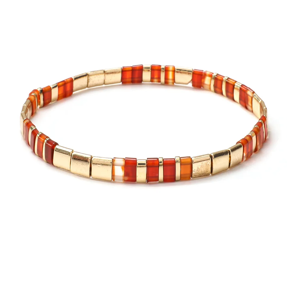 Tila Pearl Retro Bohemian Bracelet Fashionable handmade colored bead elastic bracelet for couples Non fading waterproof jewelry