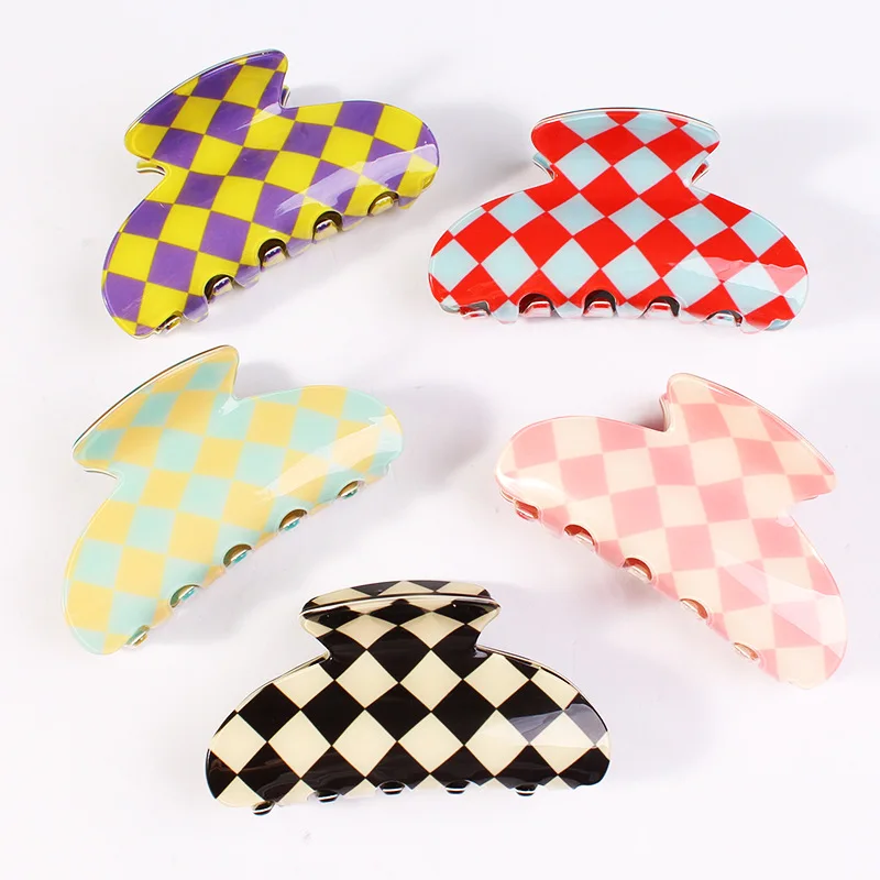 Новинка, зажим для волос из целлюлозной ацетатной целлюлозы, зажим для густых волос, черно-белые клатчи для волос для женщин, аксессуары для решетки