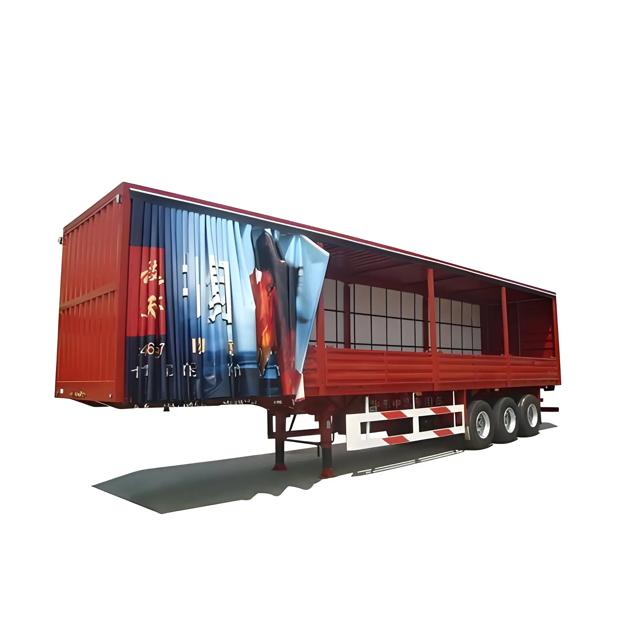 2 3 4 Axles Drop Side Wall Sidewall Board Bulk Fence Stake Van Curtain Box Drop Dump Tipper Flatbed Container Truck Semi Trailer