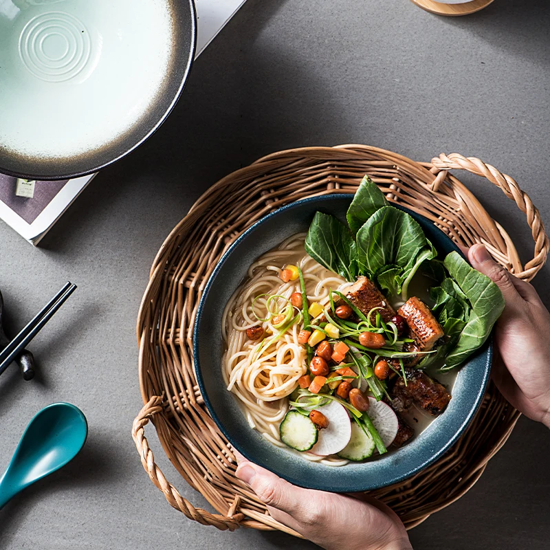 Premium Unique Modern Japanese Ramen Pho Soup and Salad Multiple Colour Bowls Solid Ceramic Ramen Bowl Set