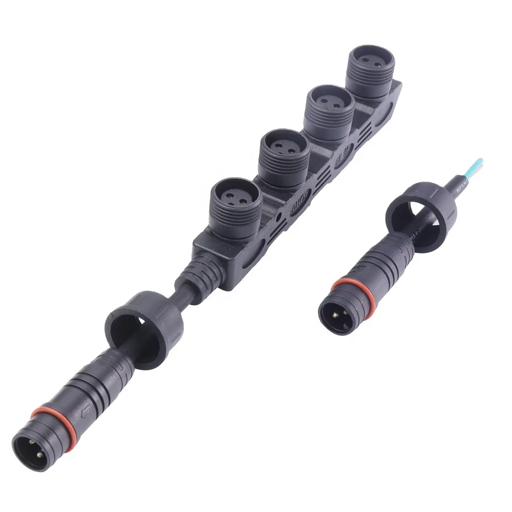 2 Contacts Male Female Electric F Type 1 to 4 Splitter Waterproof Construction Site Light IP67 M19 Wire Adapter Connector