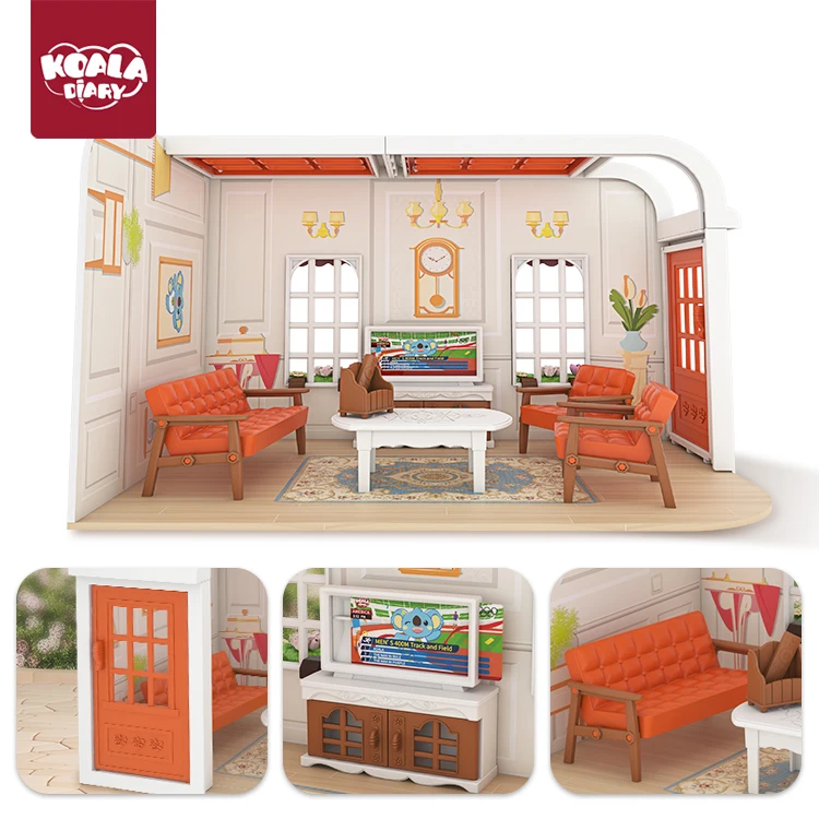 Koala Diary DIY Dollhouse with Kitchen Toys, diy dollhouse miniature, mini dollhouse miniature wholesale