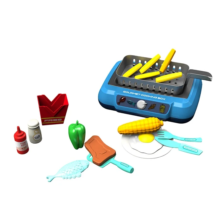 ITTL Gourmet Simulation Acousto-optic Cooking Box Toy Pretend Play Kids Water Fryer Food Induction Cooker