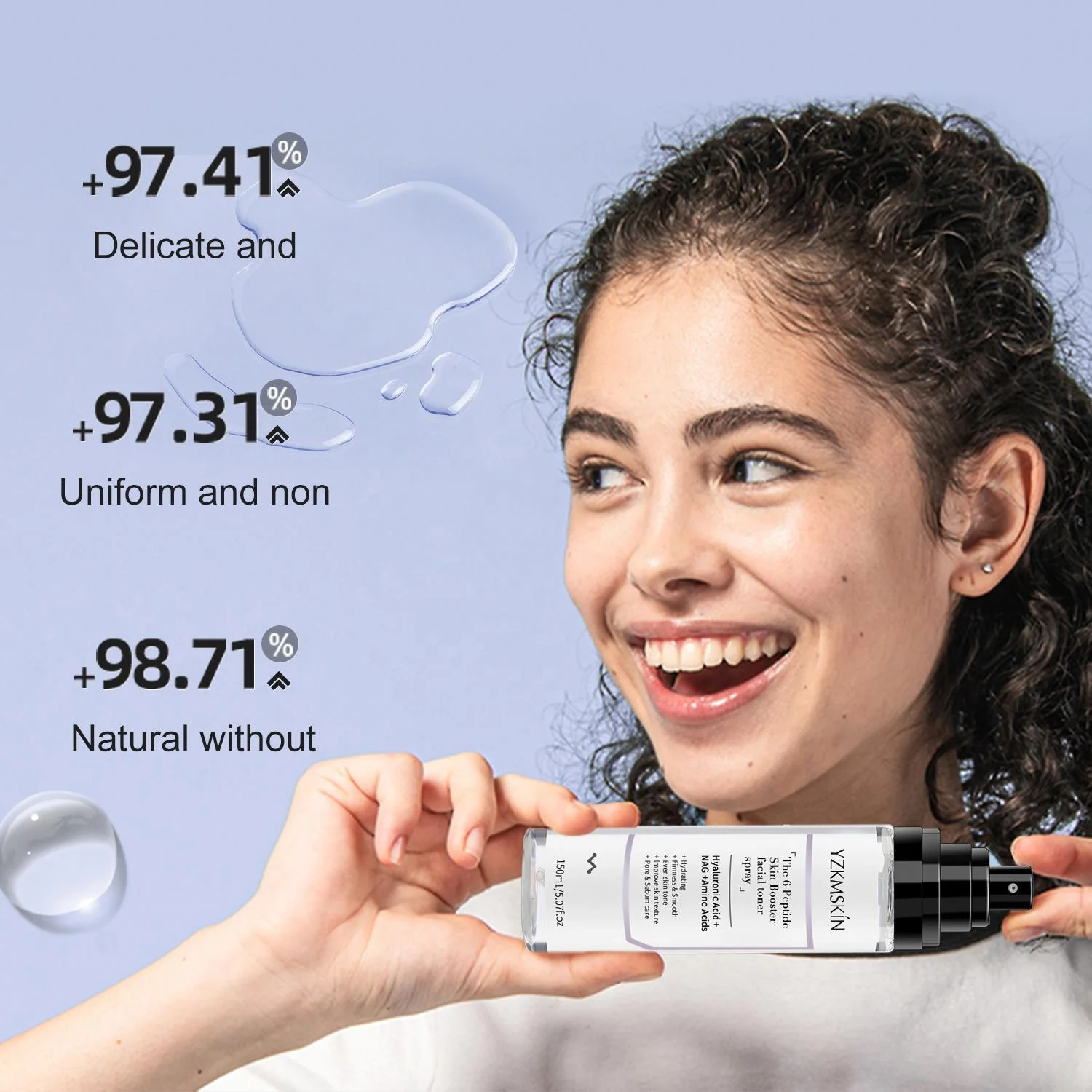 private label hydrating hyaluronic acid firming smooth 6 peptide skin collagen booster face mist facial toner spray