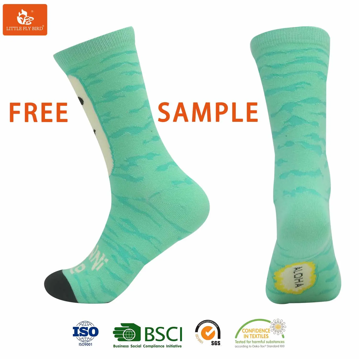 Custom made professional design add your logo combed cotton happy crew men socks with custom tag socks for men