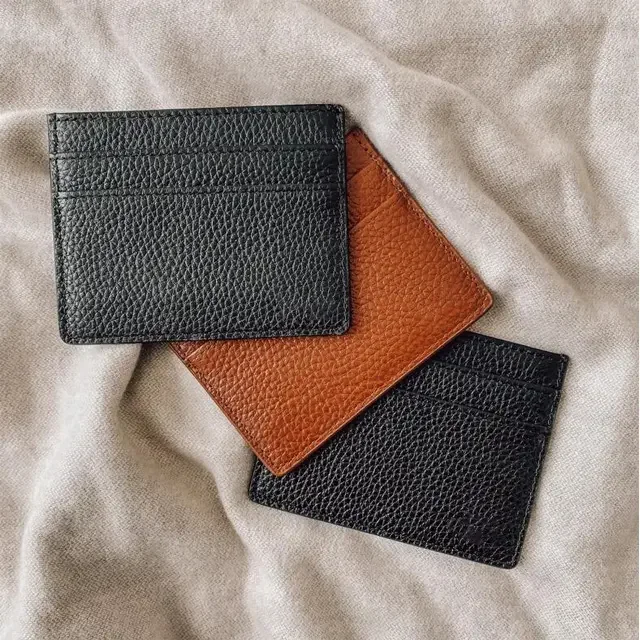 Custom Premium Wholesale Real Leather RFID Blocking Slim Business Bank ID Credit Card Holder