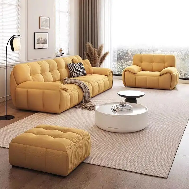 French Cream Style New Simple Puff Cloud Fabric Sofa Living Room Small Apartment Simple Modern Straight Sofa Wholesale