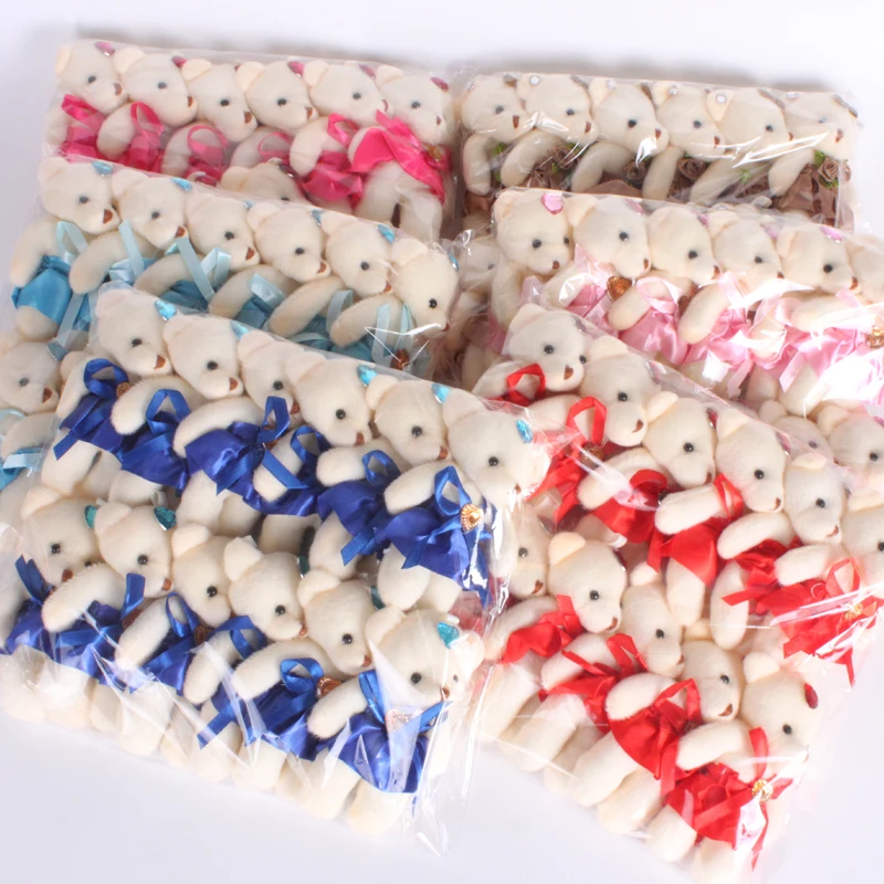 12pcs/Lot 11 Colors Mini Teddy Bear Stuffed Plush Toys Diamond Female Teddy Bear Dolls for Wedding  Bears with Dress