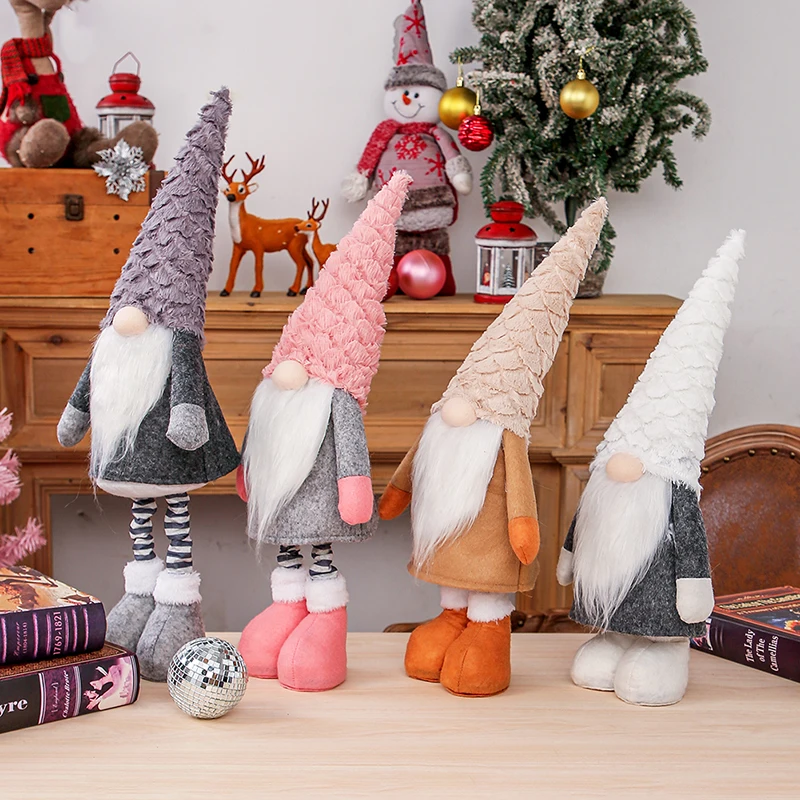 Factory supply Adjustable Leg Fabric Standing Dwarf Gnomes Elf Doll Toy for Festival Home Decor