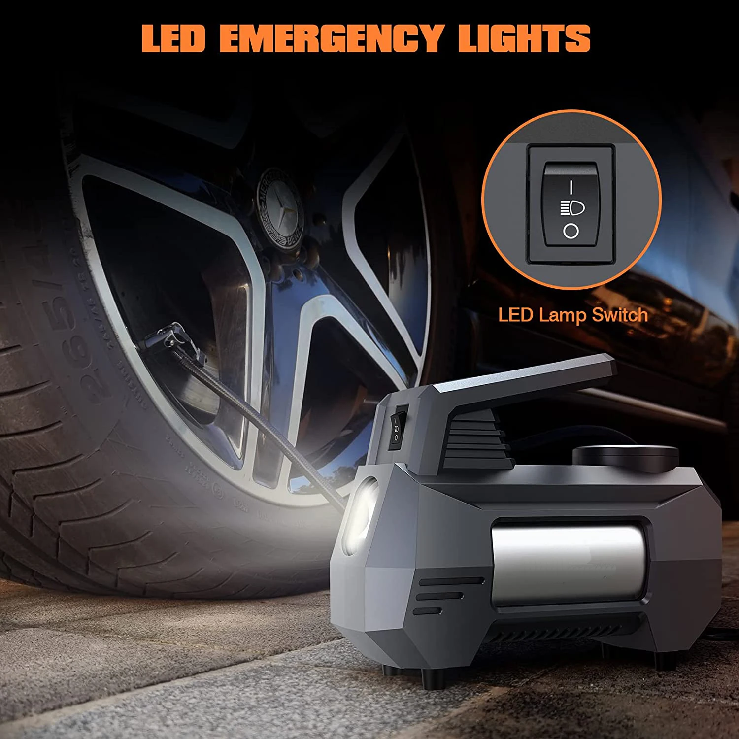 12V tyre inflator Air Pump Portable Car Air Compressor 150 PSI with Emergency LED Light for Car Motorcycle Bicycle