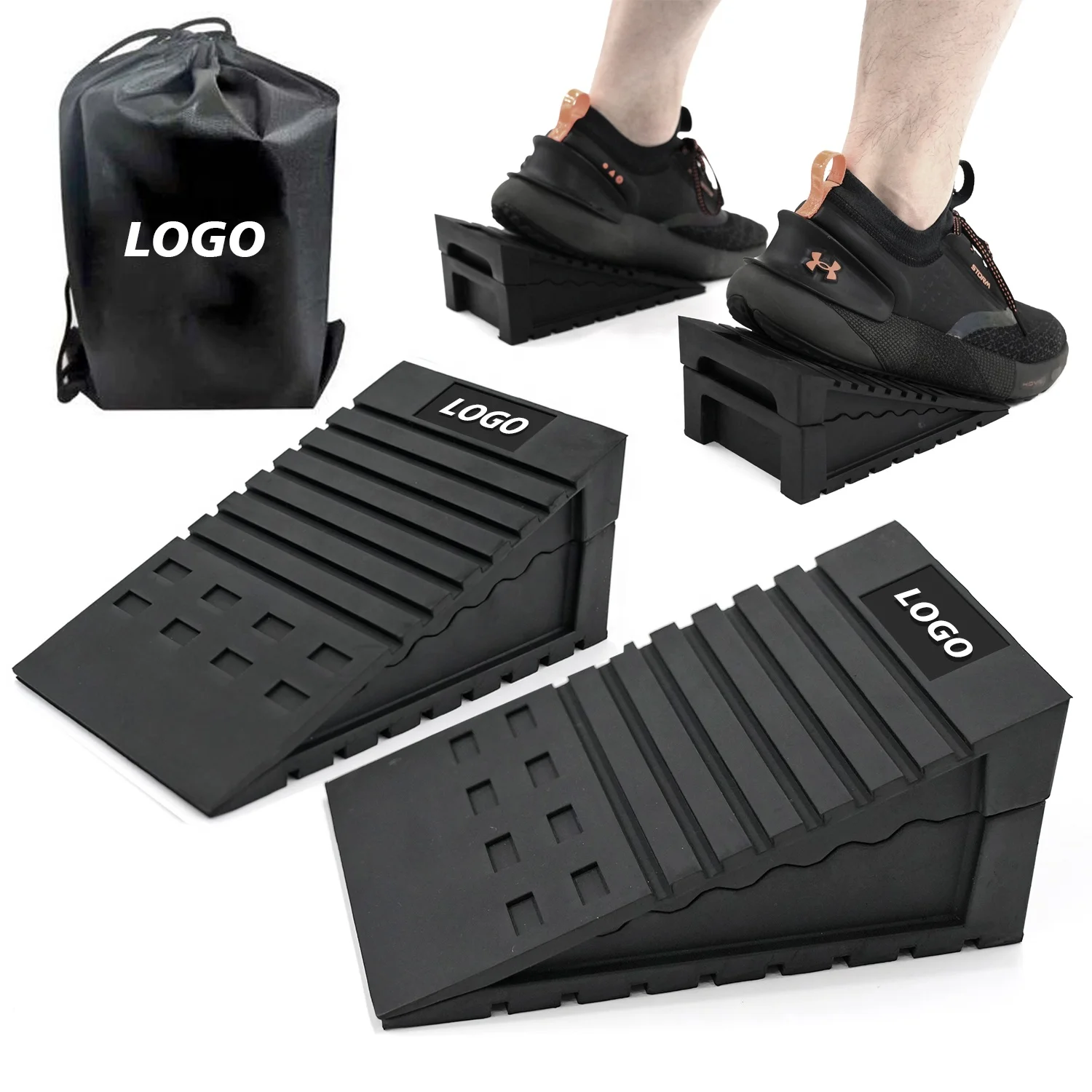 Squat Wedge Block  Rubber Adjustable Non-slip Squat Ramp Board Improve For Squat And Deadlift Calf Stretcher Incline