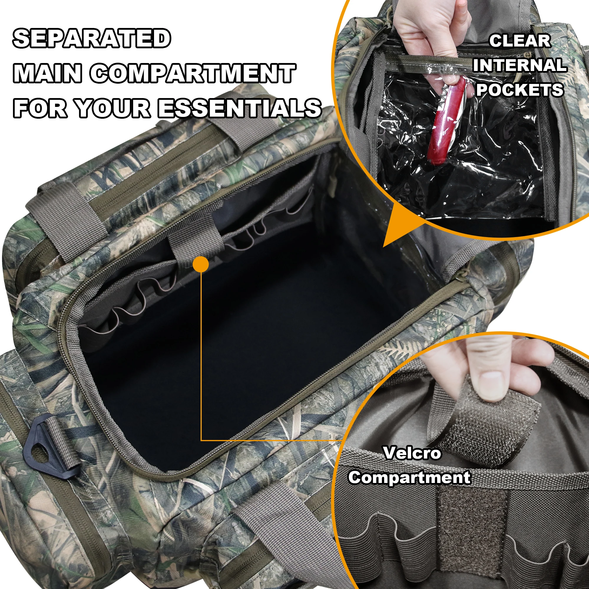 Mydays Outdoor Large Capacity Button Hard Protection Durable Camouflage Hunting Blind Bag with Velcro Handle