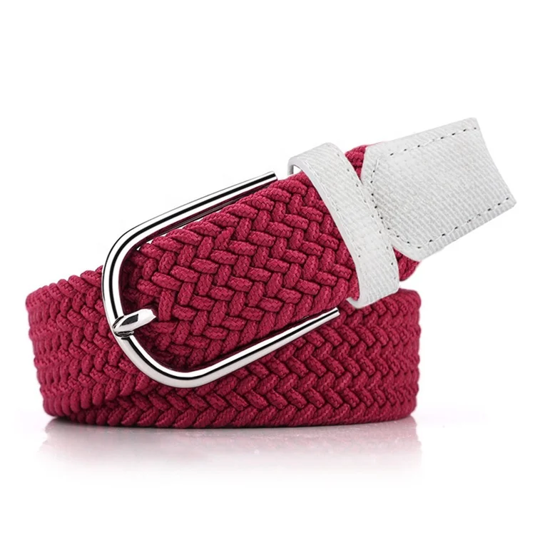 IGM Wholesale Custom Logo Women Stretchy Adjustable Braided Men Elastic Stretch Belt With Pin Buckle