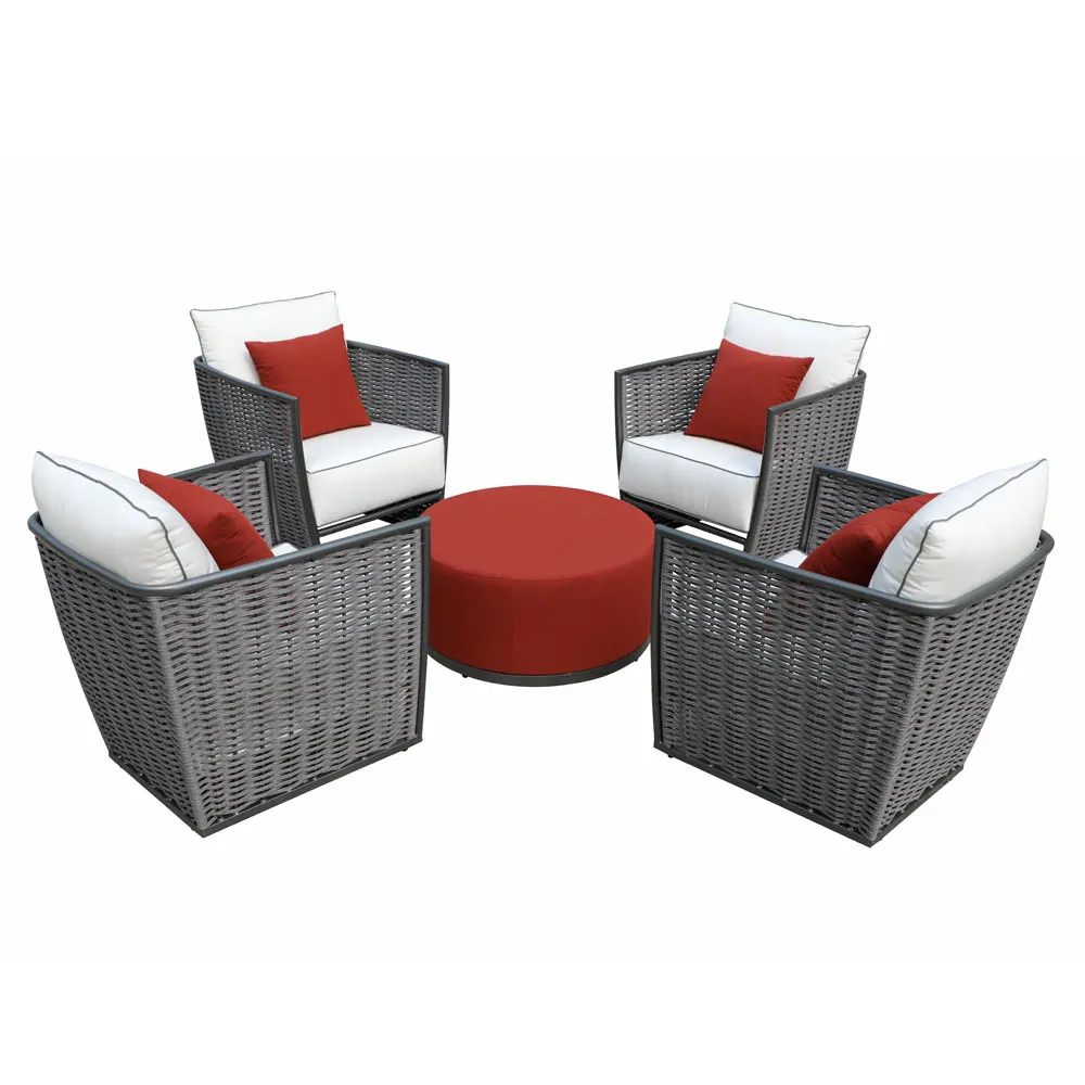 
European style leisure weaving rope outdoor garden sofa patio conversation bistro sets balcony aluminium woven strap furniture 